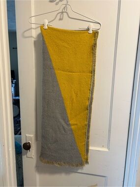 Two-Tone Yellow and Gray Cozy Shawl
